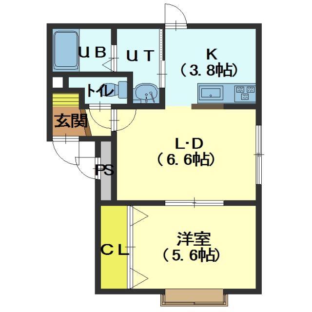 函館市大縄町のマンションの間取り