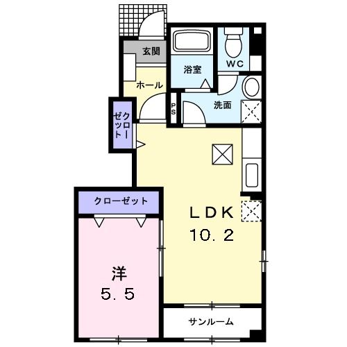 八戸市大字田面木のアパートの間取り