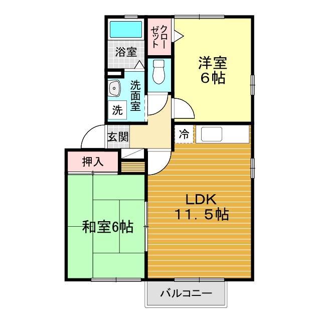 【下関市豊浦町大字川棚のアパートの間取り】