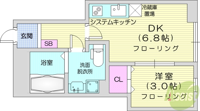 仙台市太白区八木山本町のアパートの間取り