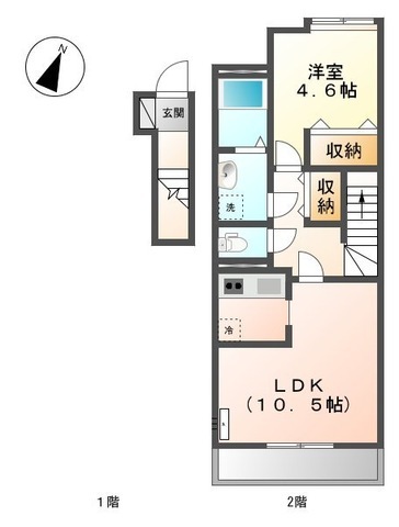 【松山市北吉田町のアパートの間取り】