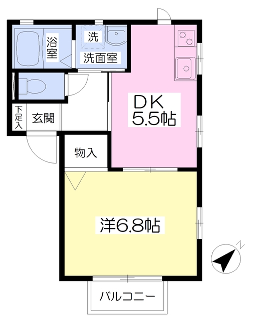 北九州市小倉南区蜷田若園のアパートの間取り