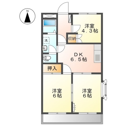 岡山市東区中川町のアパートの間取り