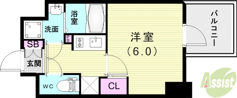 エスリード神戸三宮ヒルズの間取り