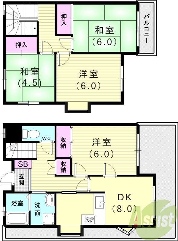 タウンハウス粟津の間取り