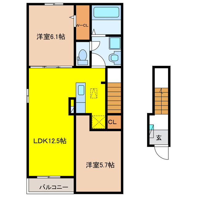 各務原市鵜沼羽場町のアパートの間取り