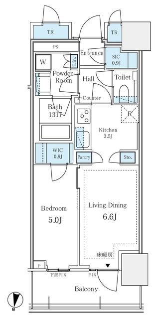 新宿区西新宿のマンションの間取り