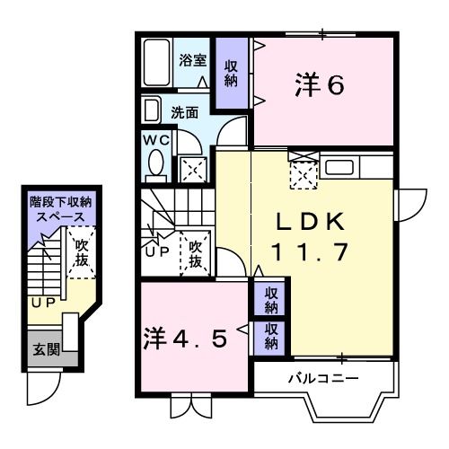 高萩市大字安良川のアパートの間取り