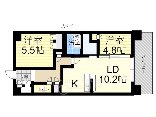 大阪市東淀川区下新庄のマンションの間取り