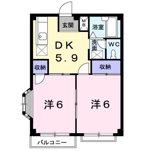 【高松市牟礼町牟礼のアパートの間取り】