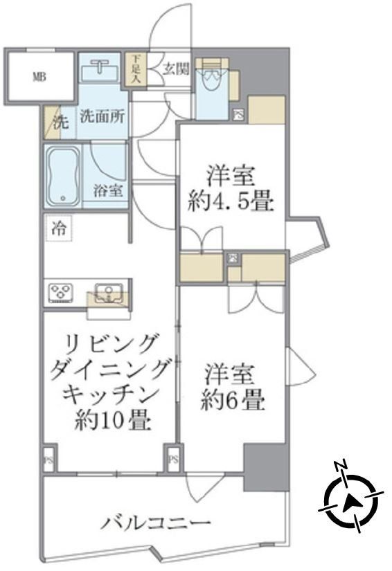 新宿区弁天町のマンションの間取り