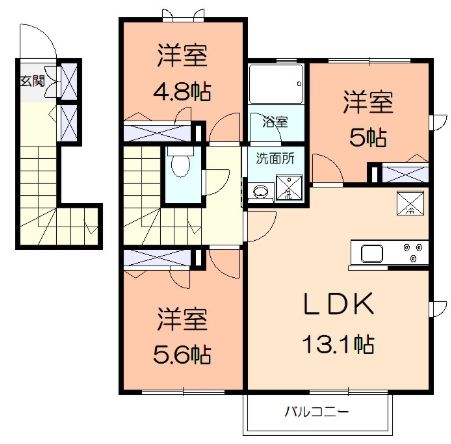 南足柄市竹松のアパートの間取り