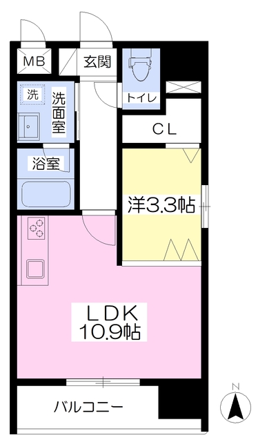 松山市千舟町のマンションの間取り