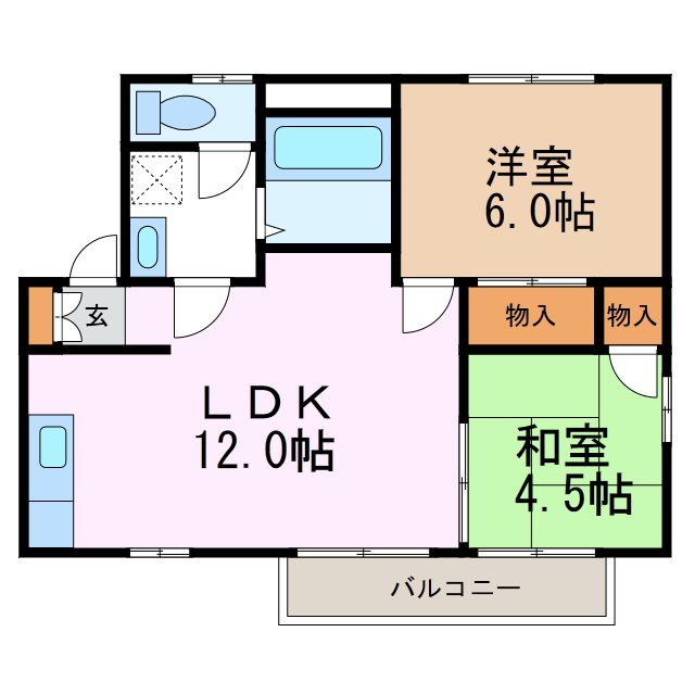 松本市大字島内のアパートの間取り