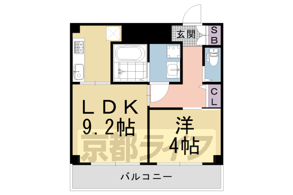 長岡京市友岡のマンションの間取り