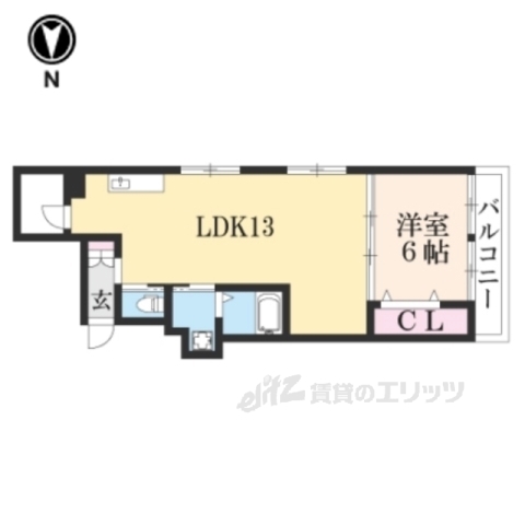 京都市伏見区深草北新町のマンションの間取り