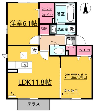 宮城郡利府町菅谷のアパートの間取り