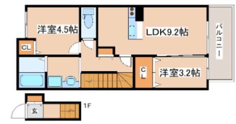 姫路市四郷町本郷のアパートの間取り