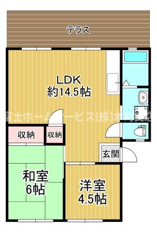 堺市北区常磐町のアパートの間取り