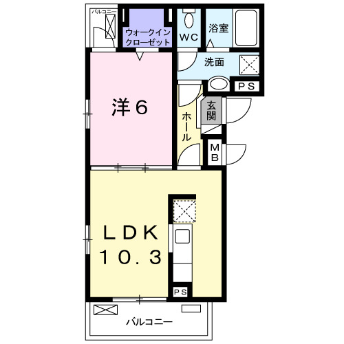 和歌山市松江北のアパートの間取り