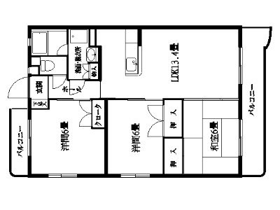 アネックスハイツ一条Ｂ棟の間取り