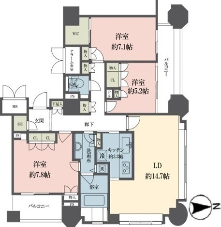 新宿区新宿のマンションの間取り