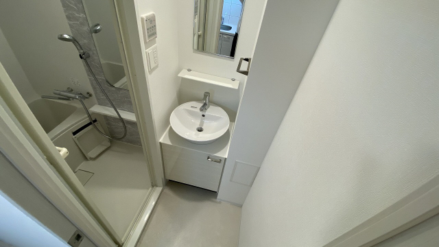 洗面設備　スペースが確保できる洗面所です
