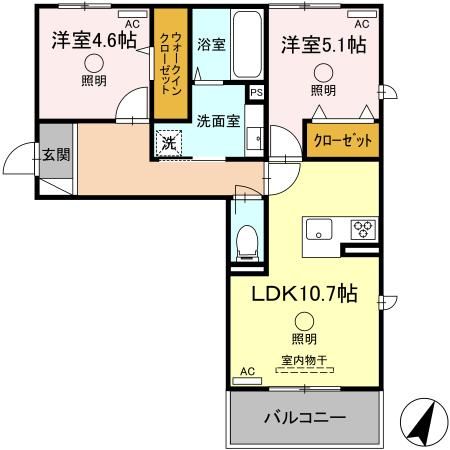 ＪＲ豊肥本線 竜田口駅 徒歩56分 3階建 築3年の間取り写真