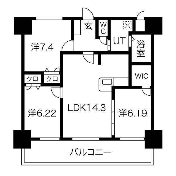 アルティザ仙台花京院の間取り写真