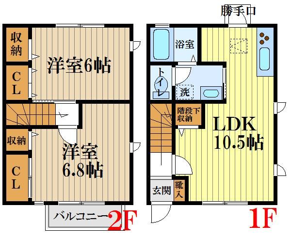 西武拝島線 小川駅 徒歩13分 2階建 築22年の間取り写真