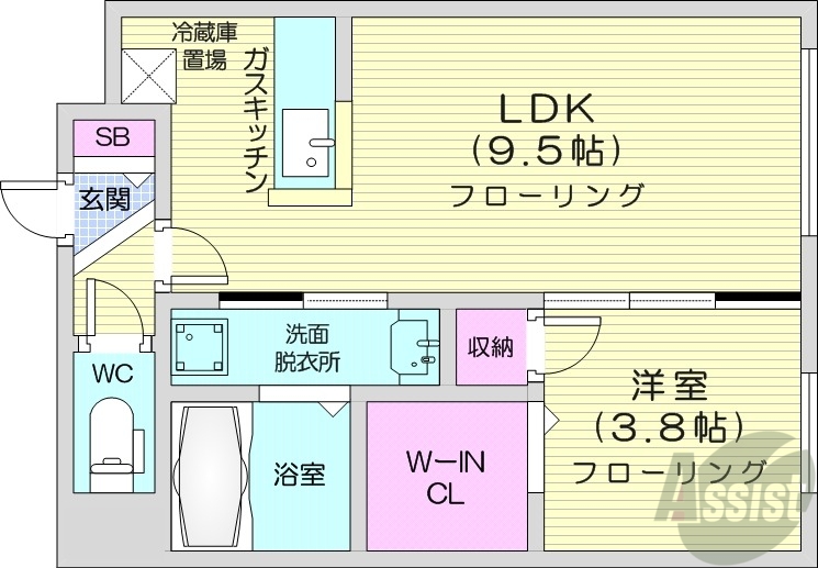 地下鉄東西線 西１８丁目駅 徒歩18分 4階建 築10年の間取り写真