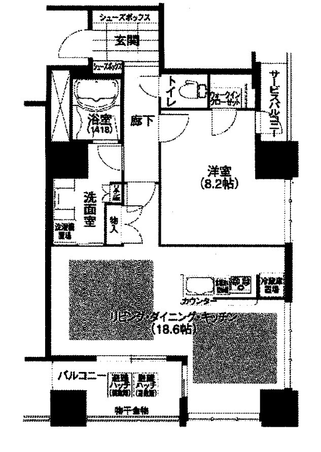 大阪市中央区東心斎橋のマンションの間取り