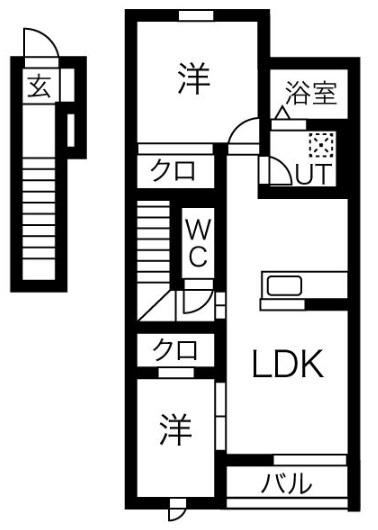 姫路市大津区真砂町のアパートの間取り