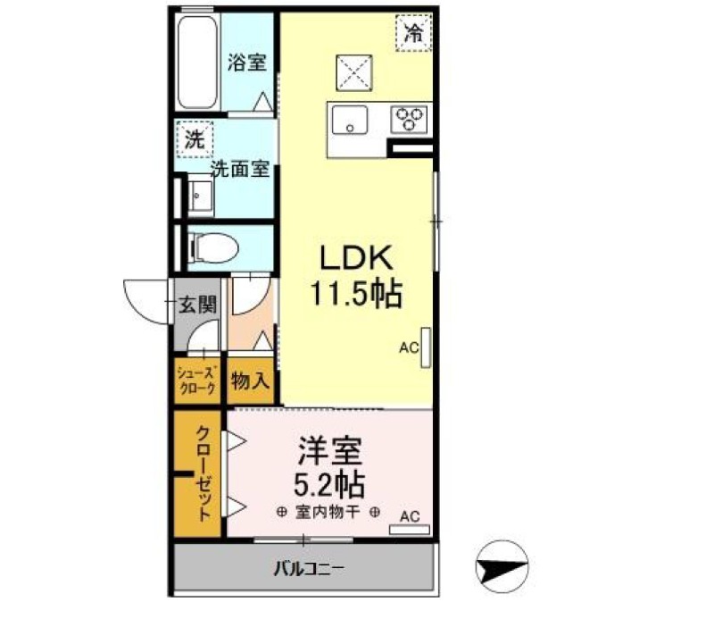 浜松市中央区名塚町のアパートの間取り