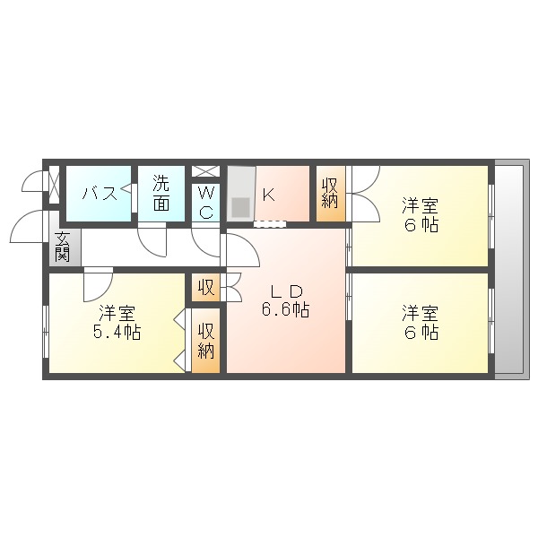 【津山市高野山西のマンションの間取り】