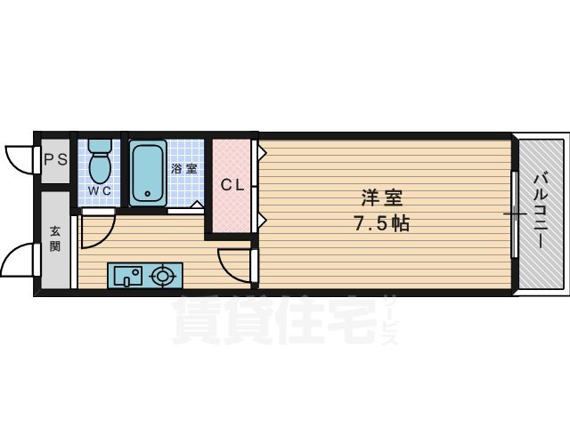 交野市私部のマンションの間取り