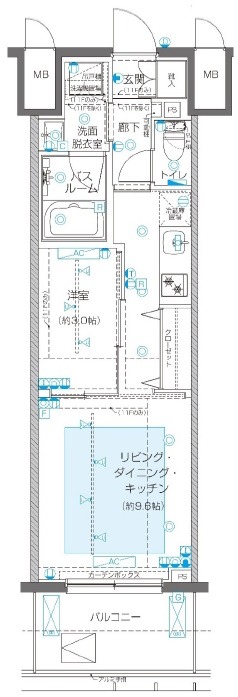 新宿区新宿のマンションの間取り