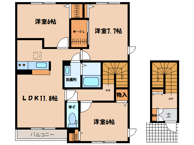 岩国市今津町のアパートの間取り