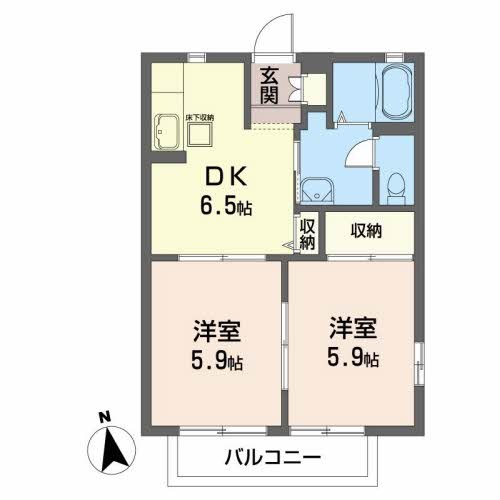 岩沼市桜のアパートの間取り