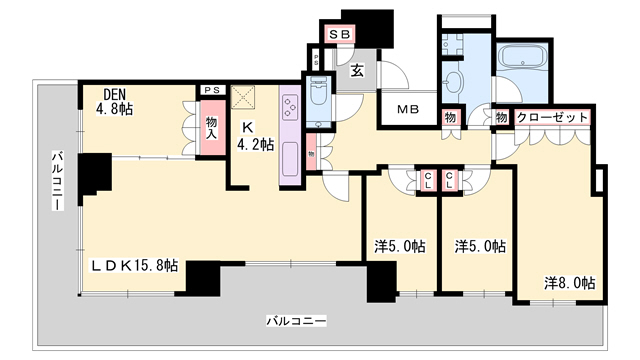 プラウドタワー神戸・県庁前の間取り