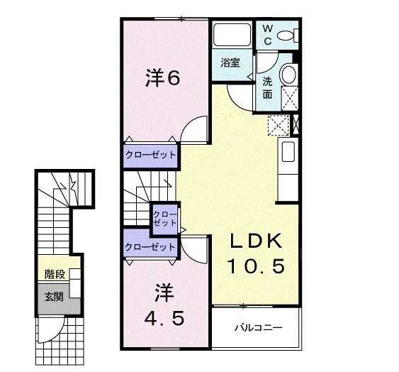 宇部市恩田町のアパートの間取り