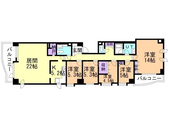 札幌市北区北三十七条西のマンションの間取り