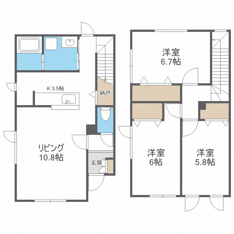 【石狩市樽川八条のアパートの間取り】