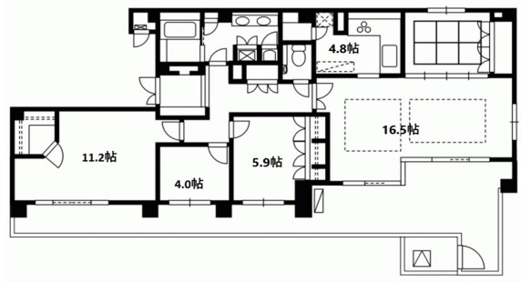 芦屋市山手町のマンションの間取り