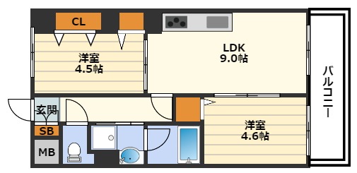 FORTUNA北梅田の間取り