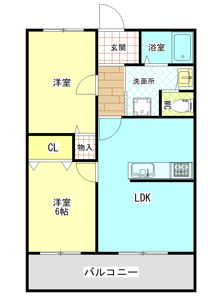 大阪市平野区瓜破のマンションの間取り