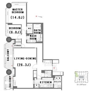 港区赤坂のマンションの間取り