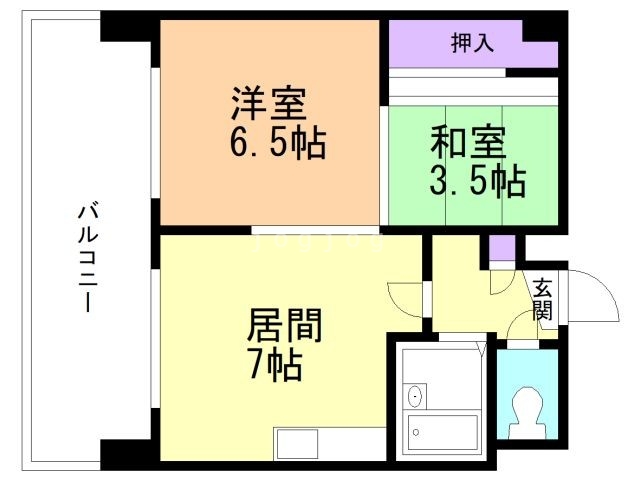 札幌市西区二十四軒一条のマンションの間取り