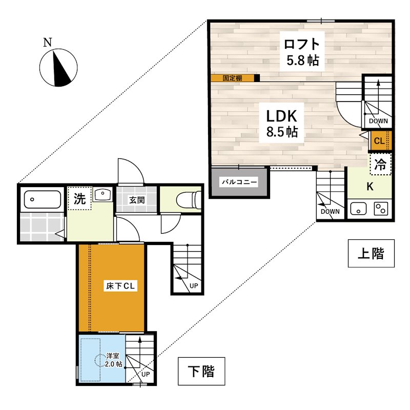 ADC熊本駅南N5216の間取り