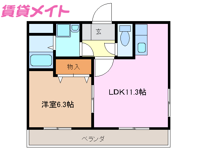 鈴鹿市須賀のアパートの間取り